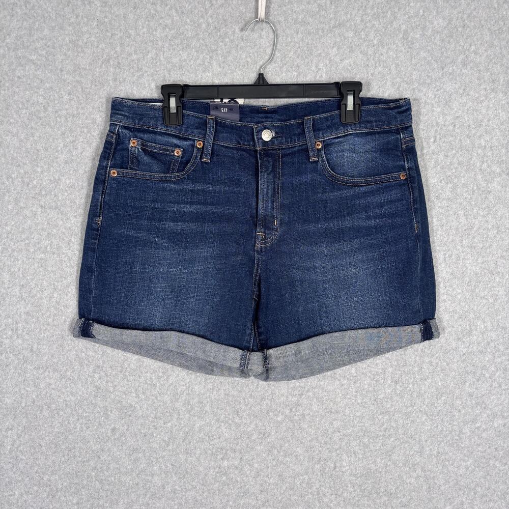 Gap Cuffed Jean Shorts 12/31 Mid Rise Dark Wash Casual Classic Preppy 5 Inseam